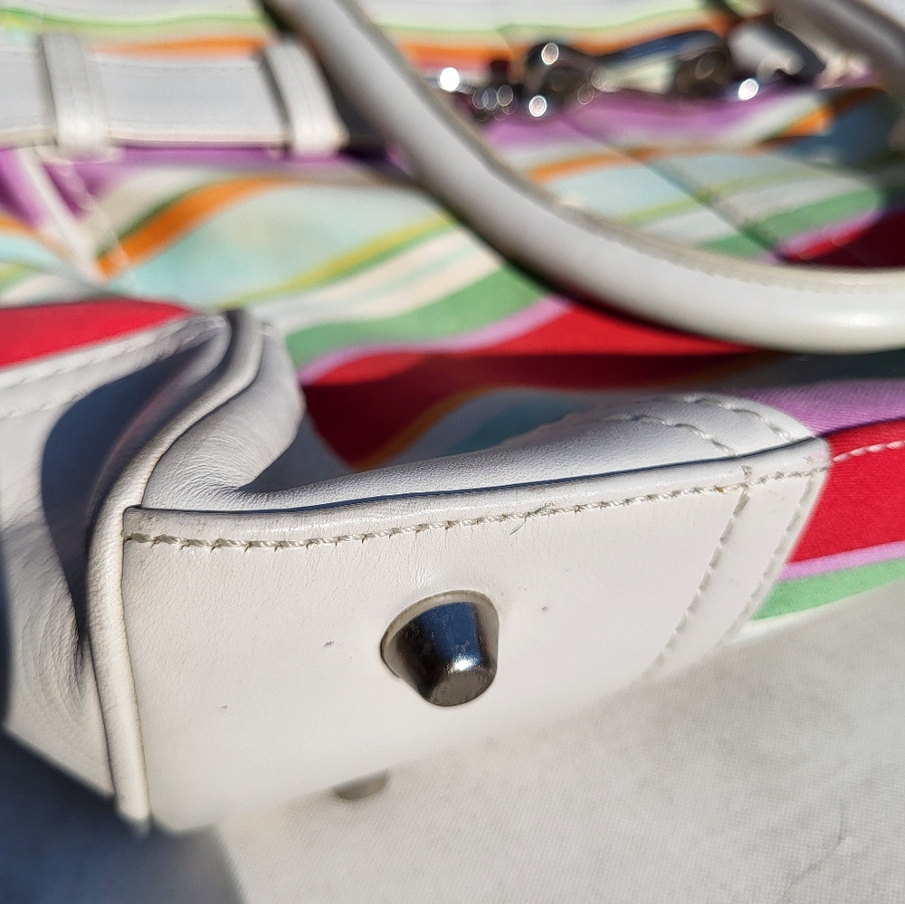 Y2K Coach F10704 Hamptons Stripe Satchel Bag - Picture 3 of 9